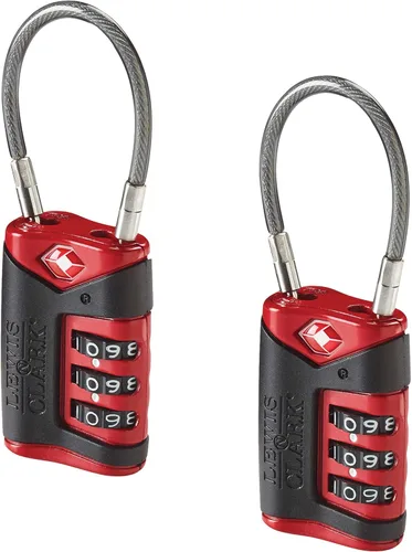 Miniatura 13 de Lewis N. Clark Candado de equipaje aprobado por la TSA + cable de acero para maleta, mochila, bolsa para laptop + bolso, perfecto para aeropuerto