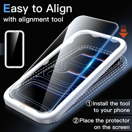 Miniatura 4 de JETech Protector de Pantalla para iPhone 17 Pro de 6.3 Pulgadas, Película de Vidrio Templado con Herramienta de Fácil Instalación, Dureza 9H