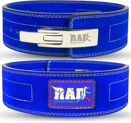 Miniatura 10 de RAD Cinturón de hebilla de palanca para levantamiento de pesas en el gimnasio para hombres y mujeres, tamaño 63 a 107 cm, correa de 10 mm de grosor