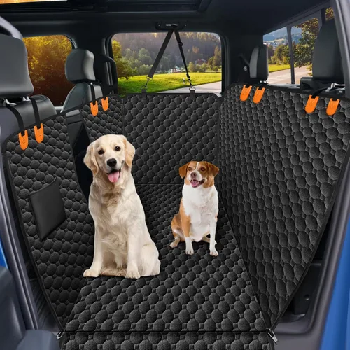 Miniatura 10 de Mancro Funda de asiento de automóvil para perro para asiento trasero, 2026 mejorada 600D, resistente, impermeable y resistente a los arañazos, Negro