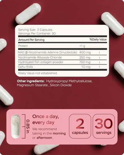 Miniatura 2 de Suplemento NAD Plus de 1400 mg - Suplemento alternativo NMNH apoya el complejo de envejecimiento saludable con ribósido de nicotinamida y Gotu Kola
