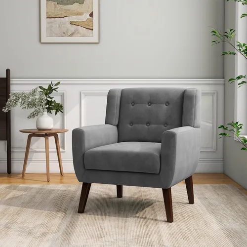 Miniatura 10 de Silla decorativa, sillas de tela moderna de mediados de siglo con brazos para sala de estar, cómodo sillón tapizado para dormitorio, sala de espera