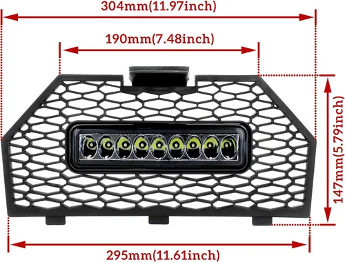 Miniatura 6 de SAUTVS Radiador de pantalla frontal con luz para Polaris Sportsman 850 1000 2017-2025, rejilla frontal de malla con barra de luz LED para Polaris