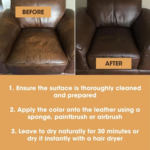 Miniatura 6 de Furniture Clinic Pintura y tinte para reparación de cuero, colorante autosellante para una reparación rápida y fácil del cuero, adecuado para sofás