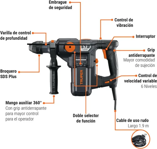 Miniatura 5 de Rotomartillo electropneumática SDS plus 5.0 Joules