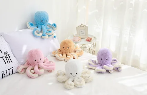 Miniatura 5 de Muñeca de Peluche de Pulpo de Dibujos Animados Linda, Juguetes Regalo, Juguetes de Peluche de Mar para Niños y Amantes, Decoración del Hogar