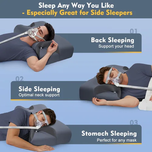 Miniatura 4 de IKSTAR Almohada CPAP 5.0 para dormir de lado, altura ajustable/soporte de cuello, almohada de espuma viscoelástica adecuada para todos los usuarios