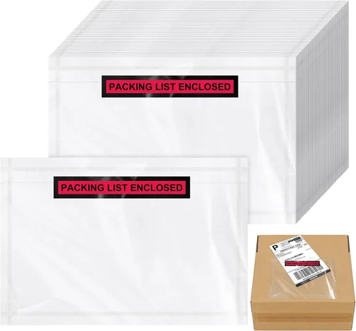Miniatura 7 de 1000 bolsas para sobres de embalaje, transparentes autoadhesivas, fundas impermeables para listas de embalaje, sobres, bolsillos, carga superior