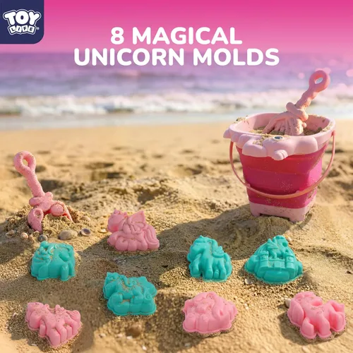 Miniatura 4 de TOY Life Unicorn Beach Toys for Girls Ages 4-8, Collapsible Silicone Sand Toys Set with Bucket, Molds & Shovels, Travel Beach Toys, Sandbox & Snow