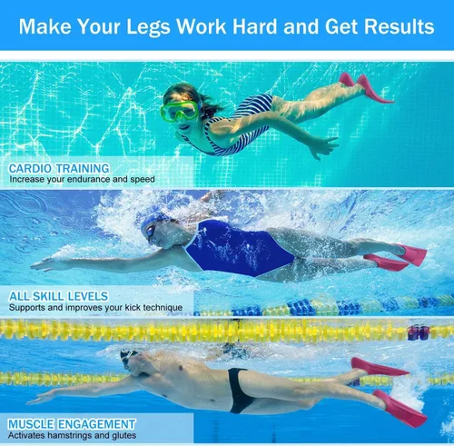 Miniatura 3 de Gintenco Aletas de Natación, Aletas de Natación para Niños para Natación de Vueltas, Aletas de Tamaño de Viaje con Bolsa de Malla, Aletas