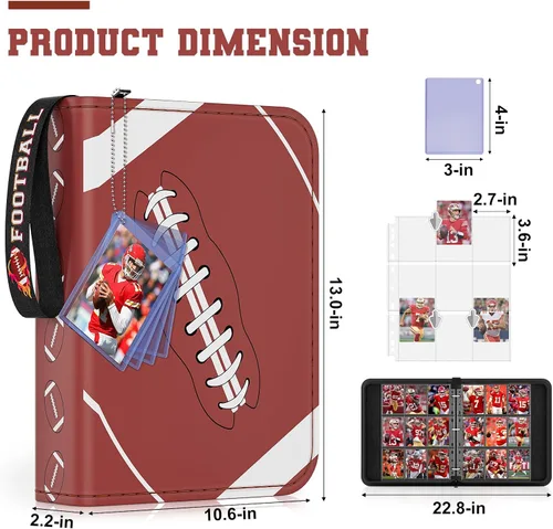 Miniatura 5 de Mlikero - Carpeta de 720 bolsillos para tarjetas de fútbol, álbum de tarjetas deportivas con diseño de exhibición de tarjetas, álbumes de tarjetas