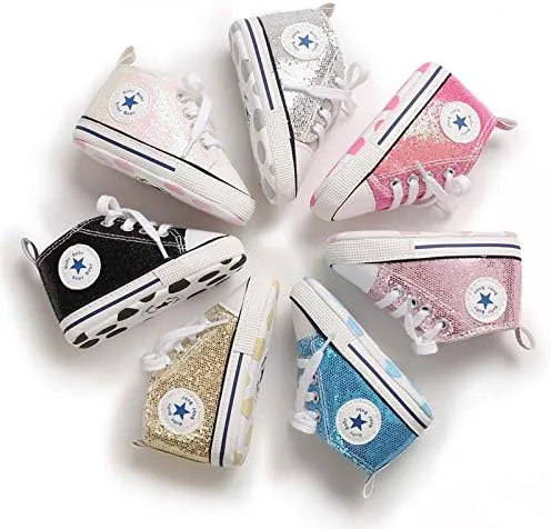 Miniatura 2 de Meckior - Zapatos deportivos de lona para bebé, con suela suave y caña alta, para sus primeros pasos y estar en la cuna