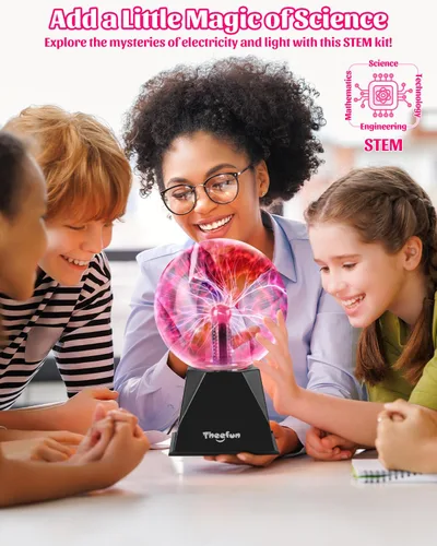 Miniatura 4 de Theefun Bola de Plasma: Verdadera Bola de 6 Pulgadas con Base de 3.5 Pulgadas, Globo de Plasma Regalos de Navidad Lámpara Sensible al Tacto y Sonido