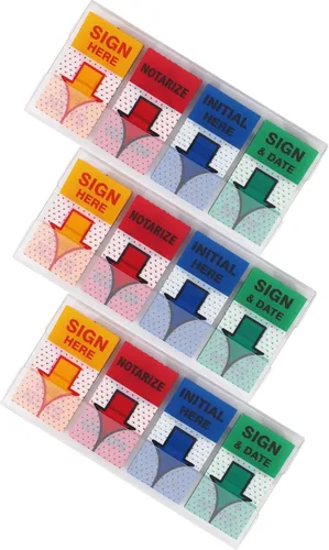 Banderas de mensajes de colores surtidos, firmar aquí/notarizar/inicial aquí/letrero y fecha, 600 páginas en total, 0.98 x 1.77 pulgadas de ancho,
