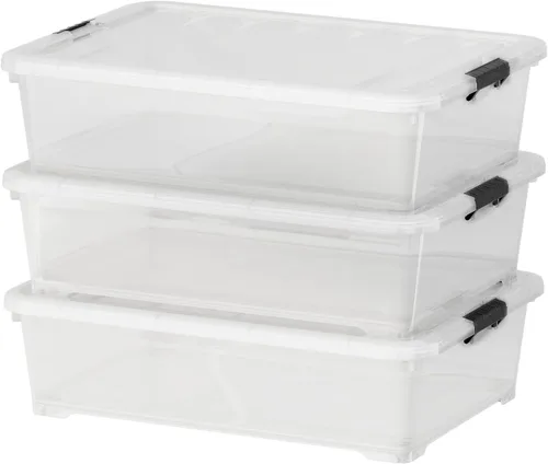 Miniatura 8 de Morcte Cajas de almacenamiento de plástico de 40 cuartos de galón, contenedor de almacenamiento de plástico transparente debajo de la cama