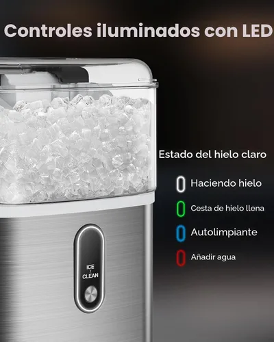 Miniatura 5 de Máquina de hielo Nugget para encimera, máquina de hielo HOMEZAY Pebble con hielo de pellets masticable suave, 33 libras por día, máquina de hielo