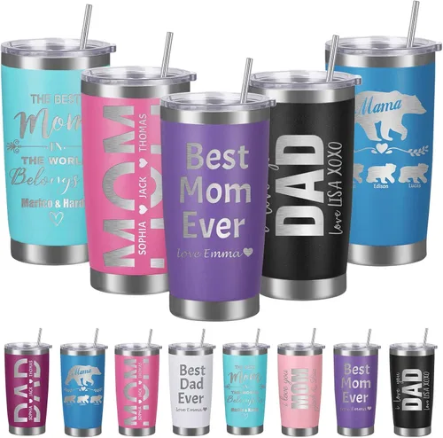 Miniatura 9 de Vasos personalizados con tapa de nombre y pajita, vaso de café aislado personalizado, regalo de Navidad y cumpleaños para hombres, acero inoxidable