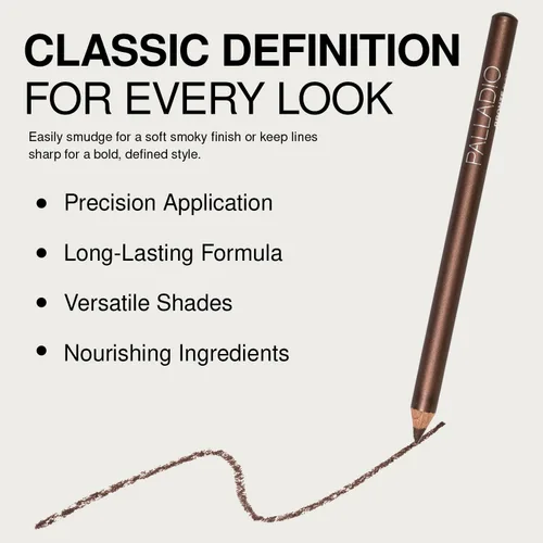 Miniatura 4 de Palladio Lápiz delineador de ojos de madera, forma de lápiz delgado, fácil aplicación, fórmula firme pero suave, ojos perfectamente delineados