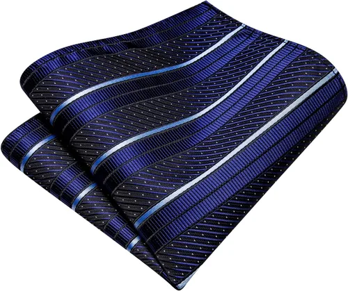 Miniatura 262 de Hi-Tie Corbatas de seda para hombre, diseño de cachemira a rayas, con bolsillo, gemelos cuadrados, conjunto formal de negocios