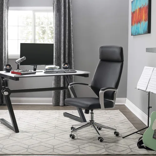 Miniatura 2 de Calico Designs - Silla ejecutiva moderna con respaldo alto, altura e inclinación ajustable, brazos acolchados y base cromada en poliuretano