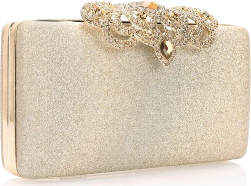 Miniatura 2 de Dexmay - Bolso de mano con diamantes de imitación con cierre de corona de cristal, bolso de noche formal para mujer