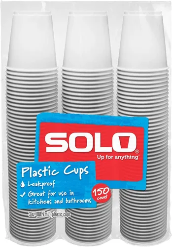 SOLO Vasos de plástico para recambio de baño, blanco, 3 onzas, 600 unidades, 150 unidades (paquete de 4)