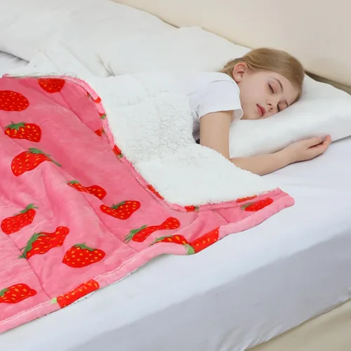 Miniatura 15 de Aemicion Manta con peso para niños de 7 libras, tamaño individual de 41 x 60 pulgadas, cómoda, suave y esponjosa Sherpa, manta pesada para niños