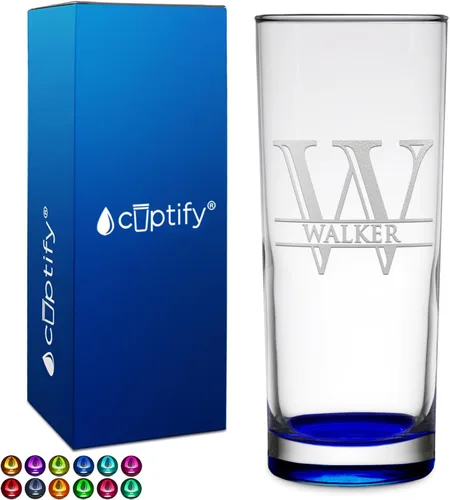 Miniatura 17 de Highball personalizado de 10.5 onzas con fondo negro, vaso Collins alto personalizado, cóctel de bebida mixta recta, inicial con nombre de regalo