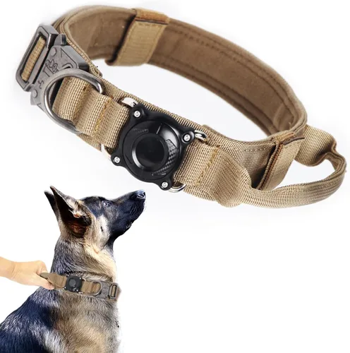 Miniatura 22 de Collar táctico para perro, ajustable, militar, de nailon, con asa de control y hebilla de metal resistente para perros medianos y grandes (negro, S)