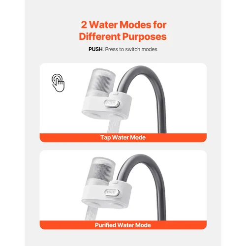 Miniatura 5 de Happybuy Filtro de agua para grifo: purificador vertical con filtro de carbono, se adapta a la mayoría de grifos de fregadero, elimina el cloro