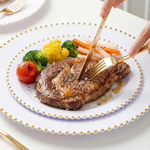 Miniatura 8 de Supernal 300 tenedores de plástico dorado, tenedores martillados desechables, cubiertos pesados de primera calidad pulidos, perfectos para fiestas