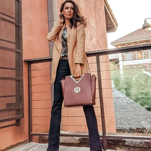 Miniatura 2 de Dasein Bolso de mano de moda para mujer con asa triangular, bolso de trabajo con cartera a juego