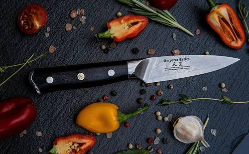 Miniatura 4 de Regalia Cuchillo de parrilla (de servicio) de 3.5 pulgadas: cuchillos de utilidad para pelar de acero inoxidable damasceno de alta carbono de 67