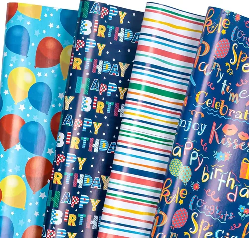 Miniatura 20 de WRAPAHOLIC Hoja de papel de regalo, 12 hojas con bonito diseño de animales para cumpleaños, vacaciones, fiestas, baby shower, 17.5 x 39.3 pulgadas