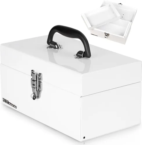 Miniatura 10 de P.I.T. Caja de herramientas de 12 pulgadas, pequeña caja de herramientas portátil de acero con cierre de pestillo de metal para el hogar, almacén