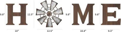 Miniatura 7 de Mkono Decoración de Pared Estilo Granja Letrero de Madera para el Hogar con Molino de Viento de Metal para Letras Colgantes Rústicas Letreros