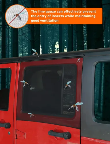 Miniatura 2 de Savadicar Protector Solar para Ventana Trasera, Protector Solar de Malla Transpirable, Red de Protección Solar Elástica Compatible con Jeep Wrangler