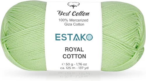 Miniatura 61 de Estako Algodón Royal, 100% hilo de algodón giza mercerizado, suave, súper fino 1 para ganchillo y tejer, 1.76 onzas (50g) / 137 yardas (125m)