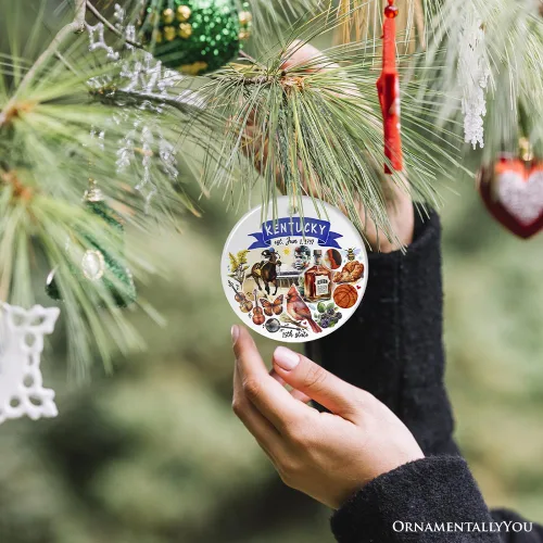 Miniatura 5 de Recuerdos coleccionables de cerámica de EE. UU. - Adorno navideño artístico con temas y monumentos del estado de Kentucky