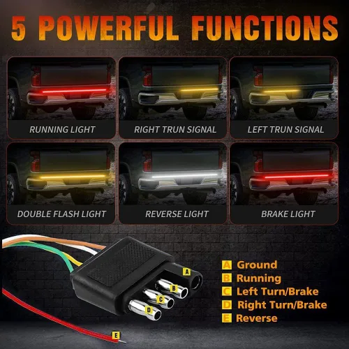 Miniatura 3 de Barra de luz trasera de 48 pulgadas, barra de luz trasera de triple fila para camioneta, remolque, SUV, camioneta, función completa, freno rojo