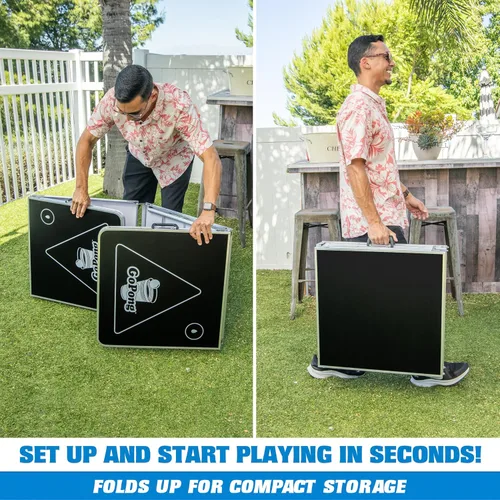 Miniatura 4 de GoPong 8 Foot Portable Beer Pong/Tailgate Tables (Black, Football, American Flag, or Custom Dry Erase)