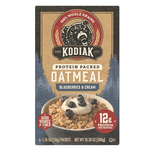 Miniatura 4 de Kodiak - Paquetes de avena instantánea, arándanos y crema, alto en proteínas, 100% granos integrales, 6 cajas con 6 paquetes (36 paquetes)