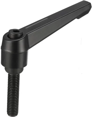 Miniatura 14 de uxcell M8 x 0.630 in Mango de palanca de sujeción ajustable Rosca Botón de trinquete macho roscado Perillas roscadas Manijas de tornillo giratorio