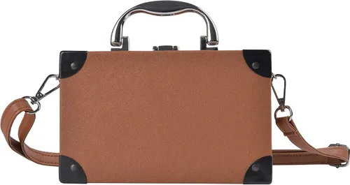 Miniatura 3 de QZUnique Bolso de hombro en forma de cinta con grabador de radio PU Crossbody bolso de noche retro para mujer, bolso de mano