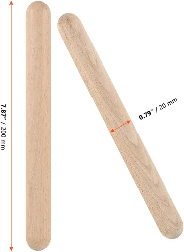 Miniatura 2 de SINJEUN 16 pares (paquete de 32) palos de ritmo de madera, instrumentos de percusión musical de clavos de madera clásica de 8 pulgadas, palos lummi