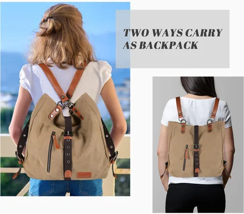 Miniatura 6 de SHANGRI-LA - Bolso de mano para mujer, estilo informal, para escuela, mochila convertible.
