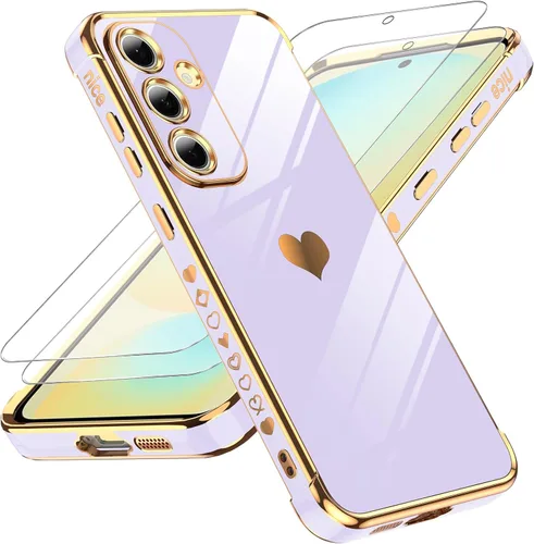 Miniatura 126 de LeYi for Moto G 5G 2025 Case: with Tempered Glass Screen Protector [2 Pcs]+ Full Camera Lens Protection,Love Heart Plating Cute Luxury Soft TPU