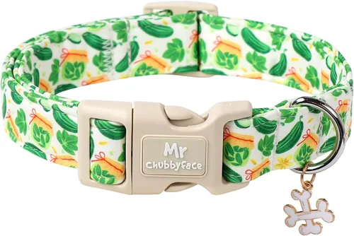 Miniatura 13 de MR.CHUBBYFACE· Collar de perro de primavera y verano, lindos collares de perro de limón verde, collar ajustable de tela natural suave para perros