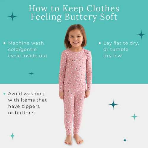 Miniatura 32 de Posh Peanut Pijamas para niñas, suaves, de viscosa de bambú para niños, pijamas a juego de manga larga para niñas
