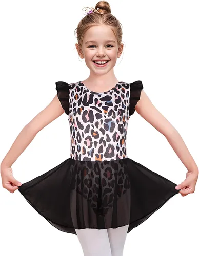 Miniatura 2 de LUOUSE Elegante leotardo de ballet para niñas con falda, mangas con volantes y volantes, perfecto para baile y gimnasia